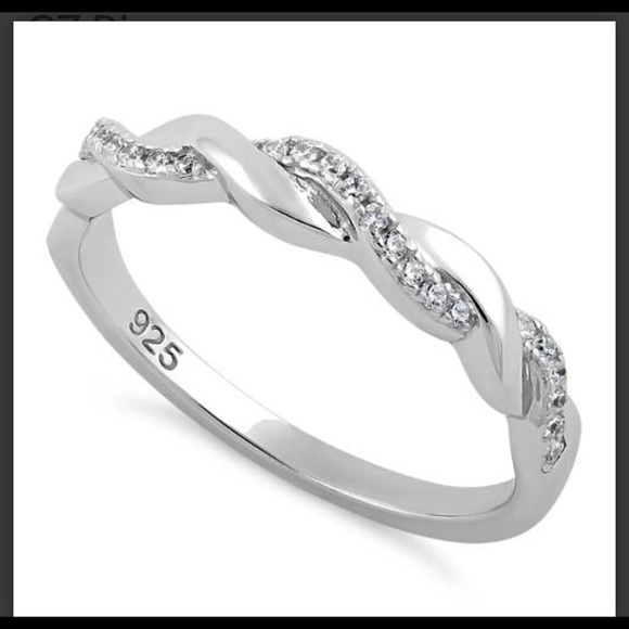Sterling Silver Braided Clear CZ Ring - Picture 5 of 8